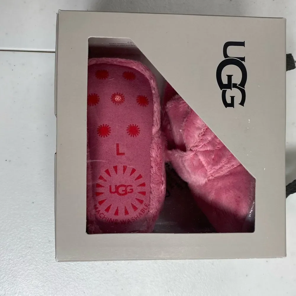 NIB UGG Bixbee Pink Baby Infant Booties - Size M - 12-18M